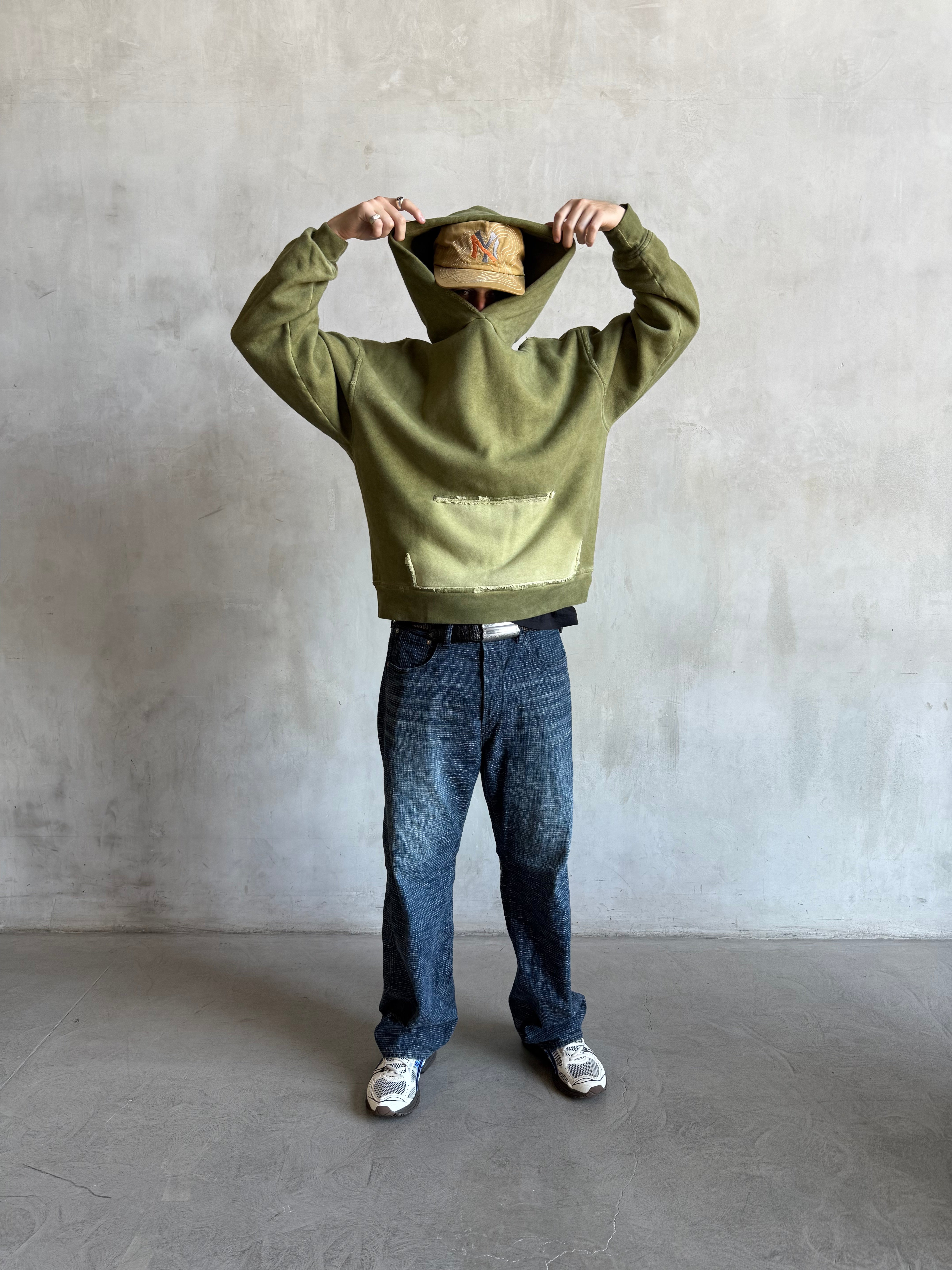 THRASHED OLIVE HOODIE